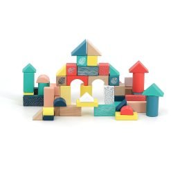 Alternative view of 54 Bloques de construcción de madera de colores - Vilac