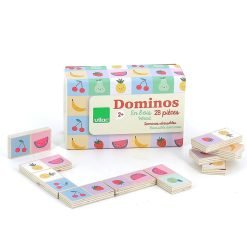 Dominó de madera reversible de Frutas y Verduras