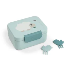 Fiambrera pequeña con separador Tiny Farm Blue